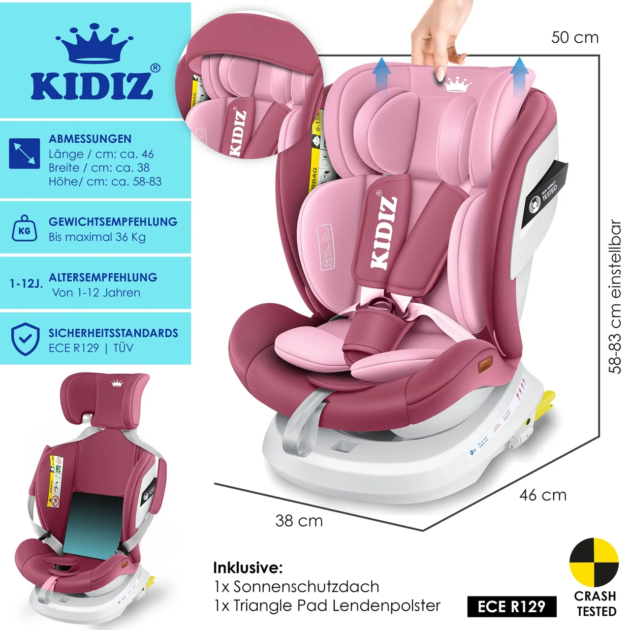 Автокресло детское KIDIZ 0-36 кг с ISOFIX 360° - фото 7 Автокресло детское KIDIZ 0-36 кг с ISOFIX 360° - фото 7