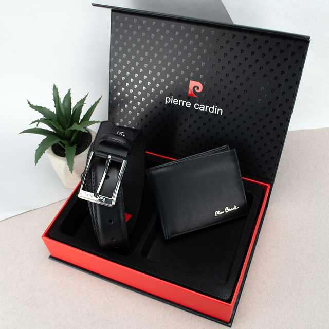 Подарочный мужской набор кошелек/ремень Pierre Cardin ZG-82 Черный (2190964605)
