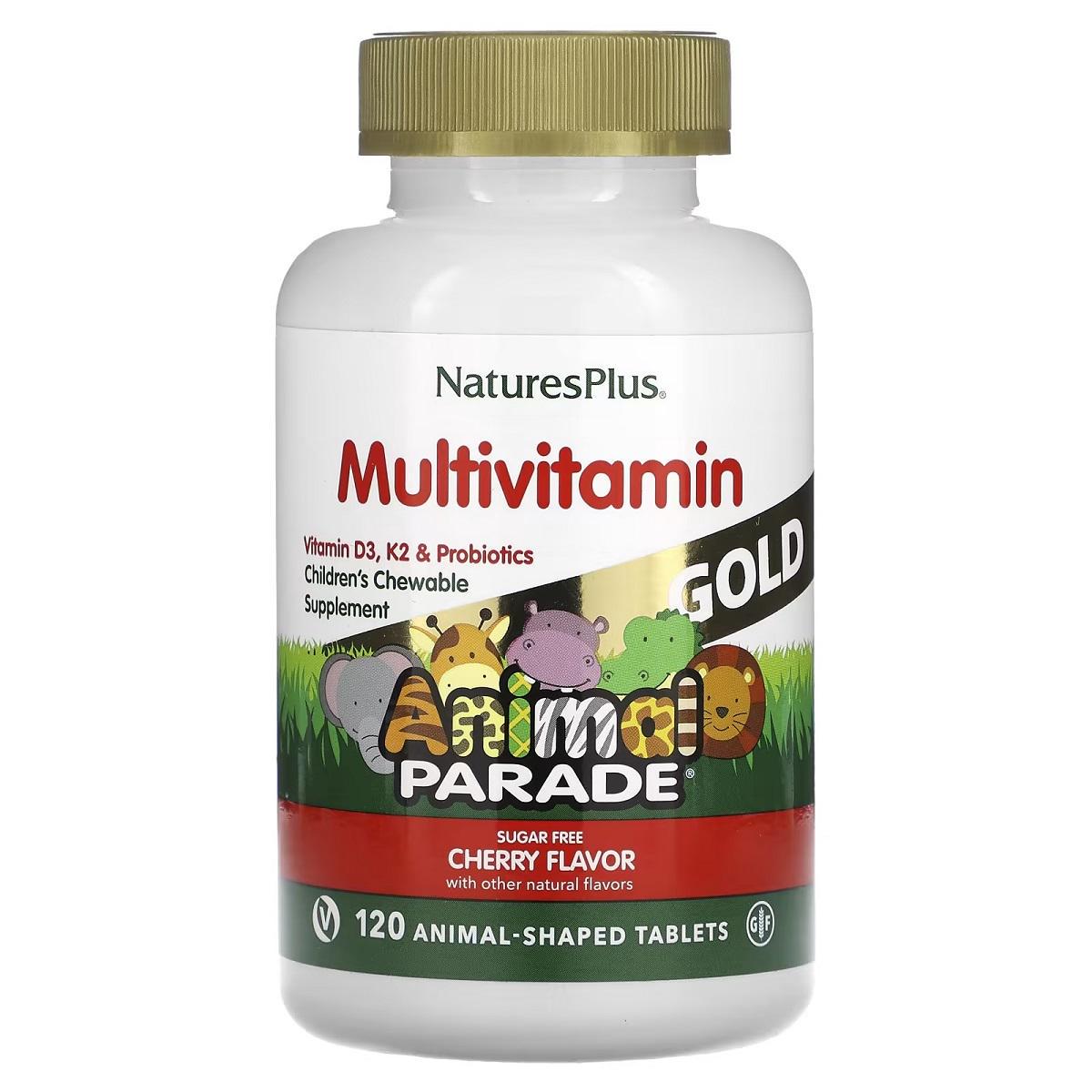 Мультивитамины Natures Plus Animal Parade Gold для детей вкус вишни 120 жевательных таблеток