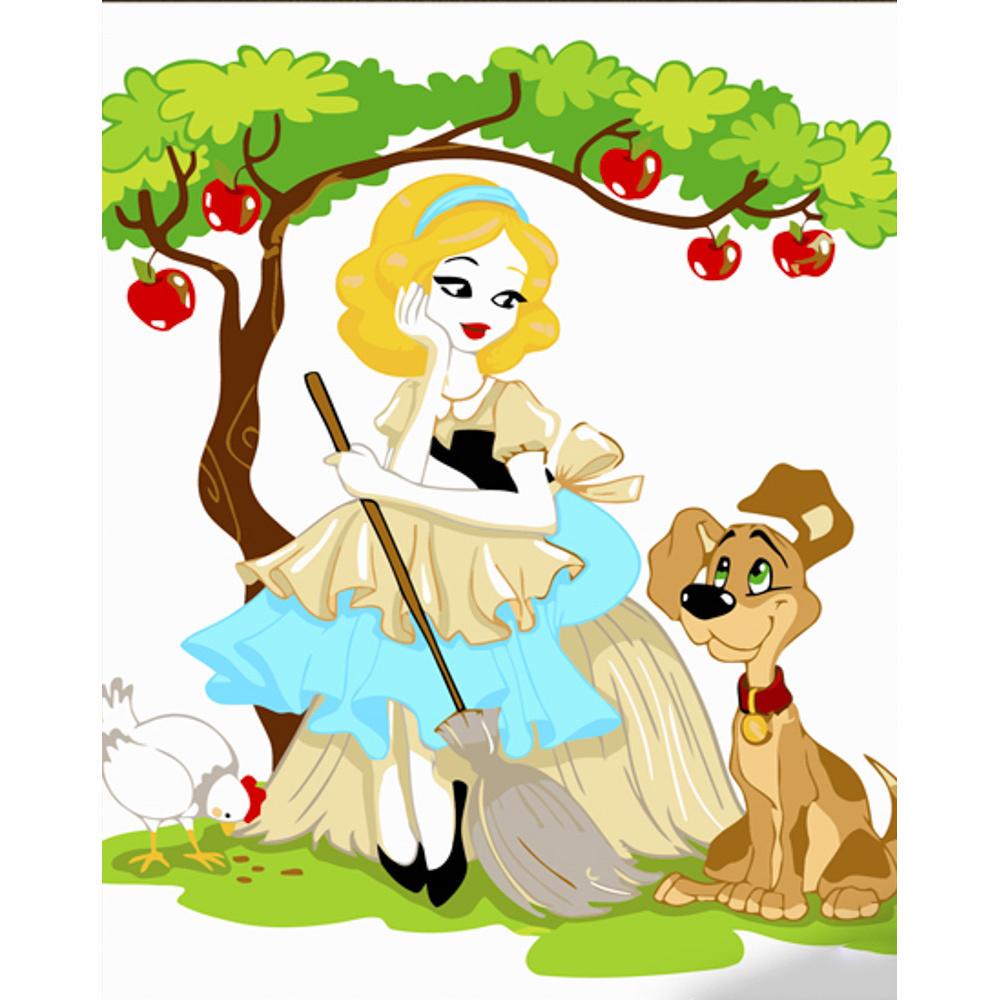 Картина по номерам Strateg Премиум Хозяйка собачки с лаком 30x40 см (SS6709)