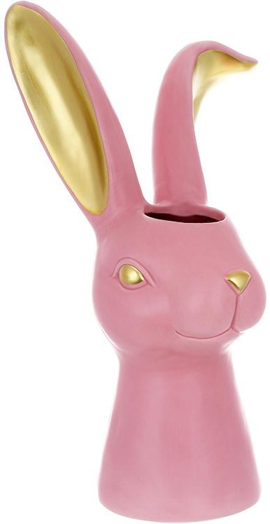 Ваза керамическая Кролик с золотыми ушками 35,5 см Розовый с золотым Ваза керамическая Кролик с золотыми ушками 35,5 см Розовый с золотым
