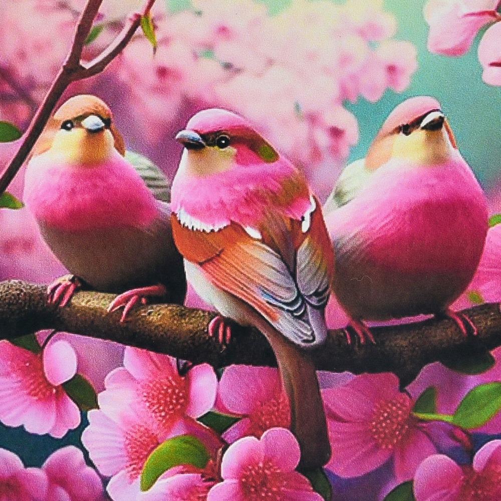 Картина по номерам Strateg Цветущая симфония птиц бриллиантовая вышивка мозаика 30х30 см (VM-127-A-222)