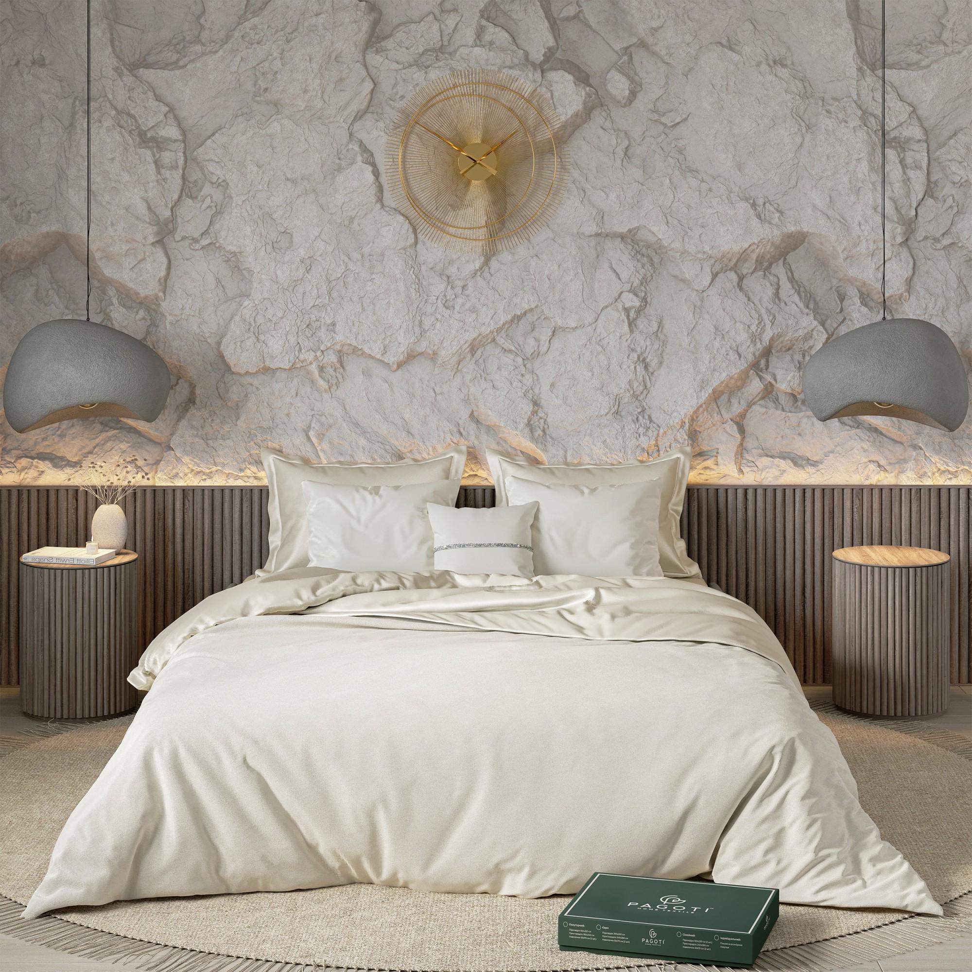 Комплект постельного белья сатин-велюр PAGOTI Sense king size 4х50х70/4х70х70 см Молочный