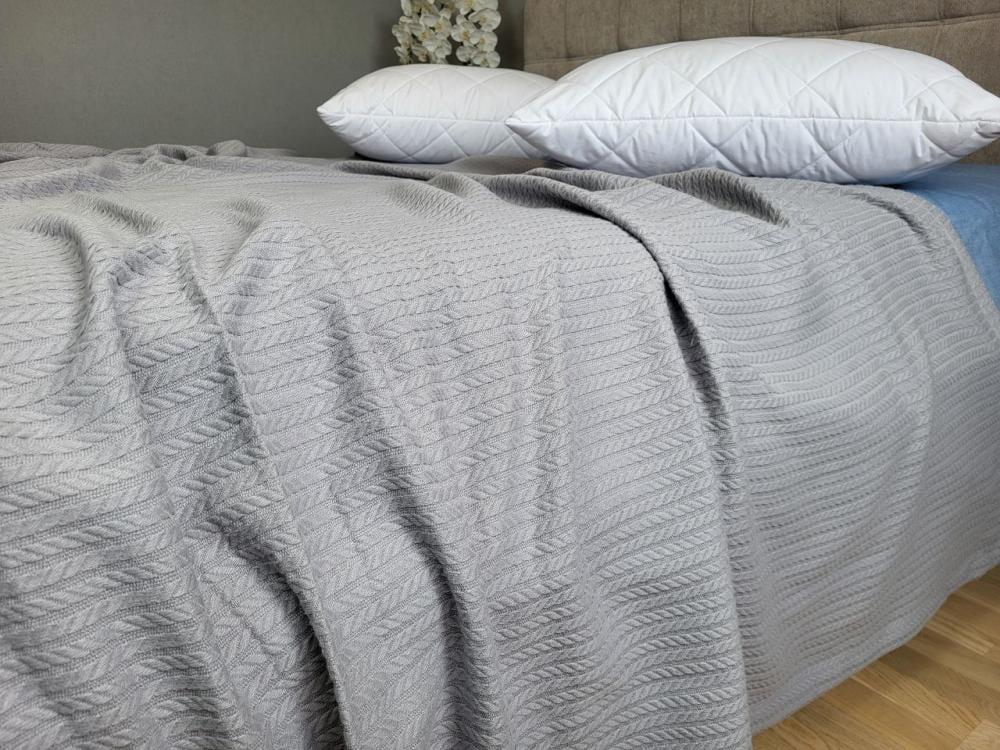 Покрывало Пике Косичка 180x220 см Серый (11242) - фото 6 Покрывало Пике Косичка 180x220 см Серый (11242) - фото 6