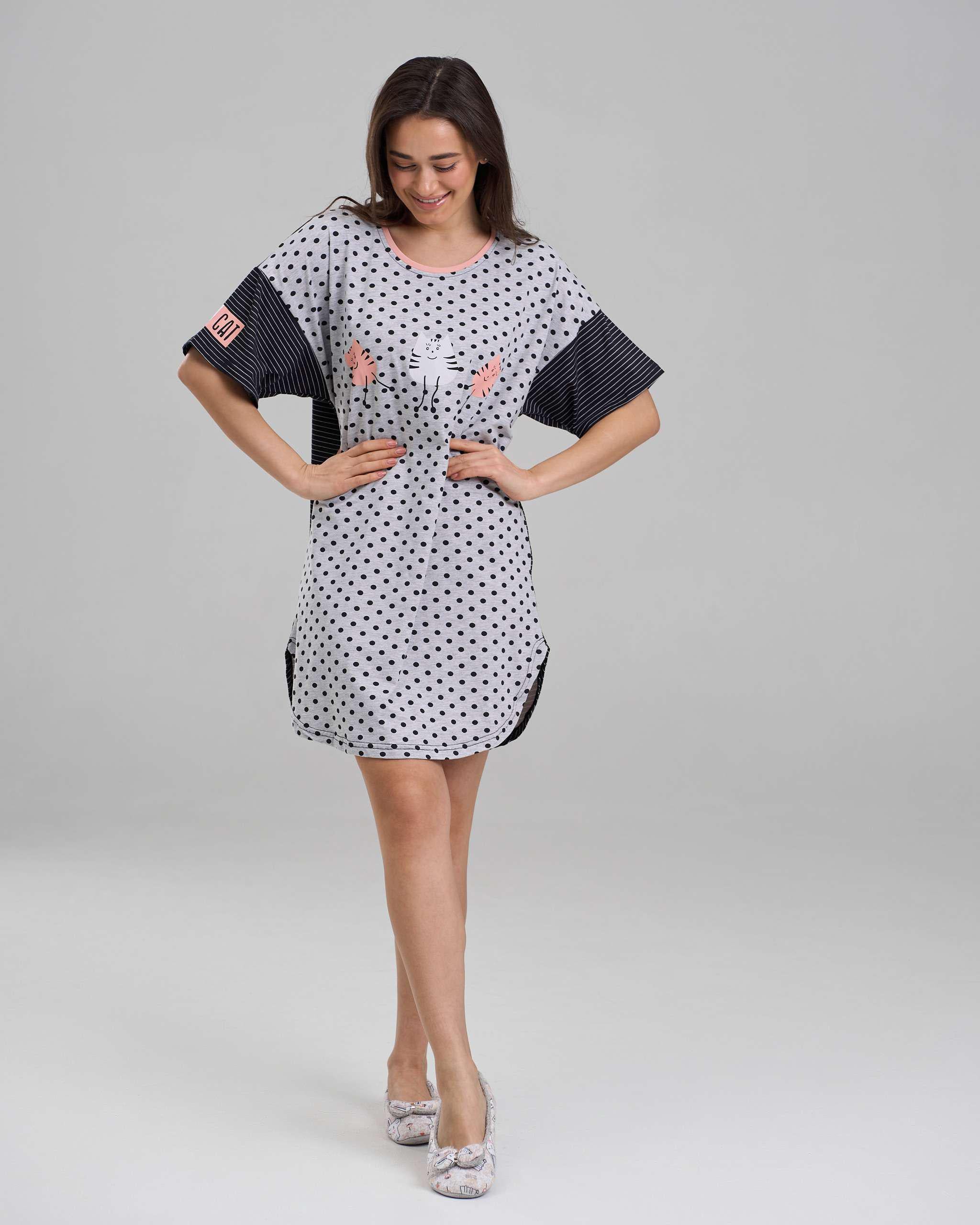 Туника женская Три кота S Светло-серый (83645)