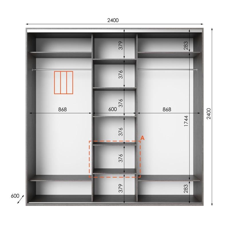 Шафа-купе Idea серія 2 240х60х240 см Венге темний (1268) - фото 2 Шафа-купе Idea серія 2 240х60х240 см Венге темний (1268) - фото 2