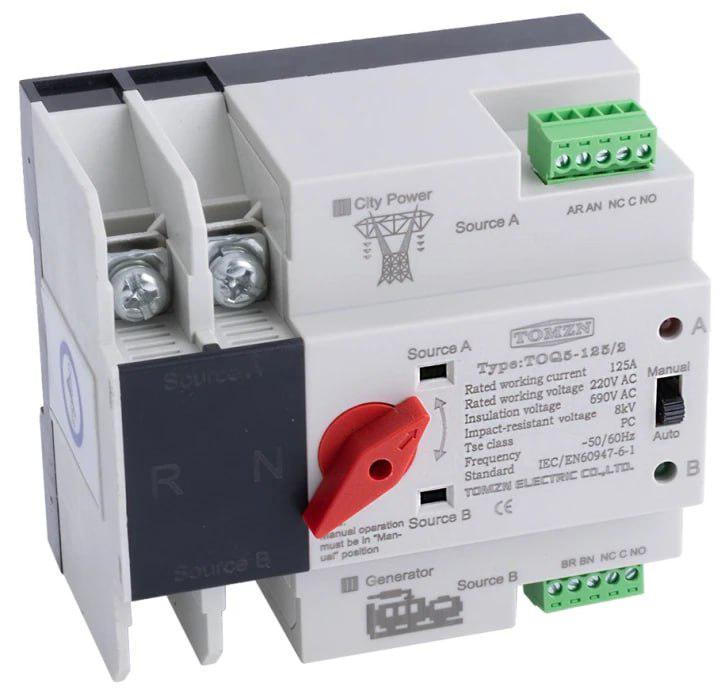 Автомат ввода резерва TOMZN TOQ5-2/125A однофазный переменного тока