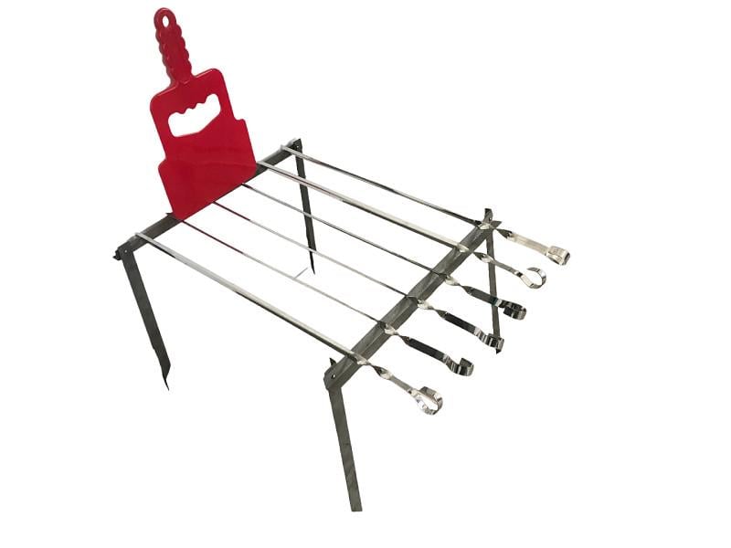 Набор шампуров с подставкой и веером для раздувания угля 6 шт.