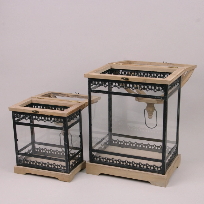 Комплект деревянных фонарей FHQJ23-090 2 шт. (39560) - фото 2 Комплект деревянных фонарей FHQJ23-090 2 шт. (39560) - фото 2