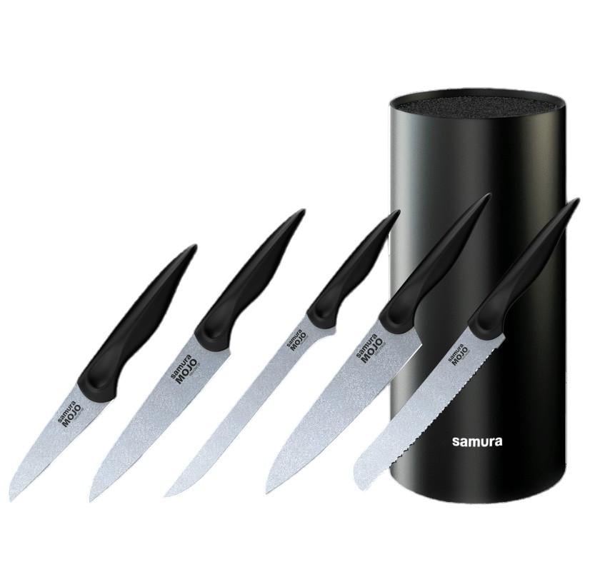 Набор кухонных ножей с подставкой Samura Mojo 6 пр. Black (SMJ-06B) Набор кухонных ножей с подставкой Samura Mojo 6 пр. Black (SMJ-06B)