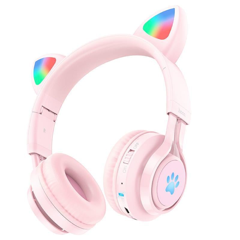 Наушники детские Hoco-BL5.3 Bluetooth с подсветкой и микрофоном Розовый (5a33065b)