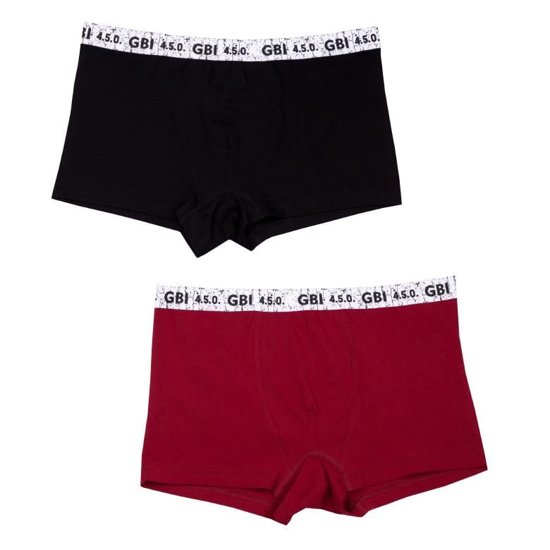 Трусы мужские GBI на резинке хлопковые 2 шт. XXL Бордовий/Черный (13865)