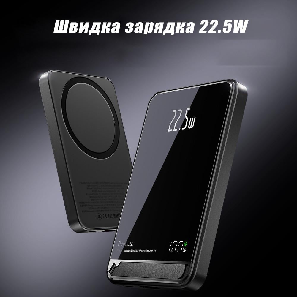 Повербанк з бездротовою зарядкою MagSafe 10000 mAh 20W Powerbank для iPhone з магнітним максейф (27054731) - фото 7