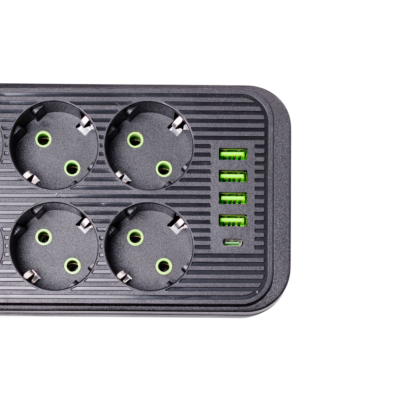 Фільтр мережевий HP-5-26 5 м F06U на 6 розеток 4 USB 1 Type-C та кнопкою відключення Чорний (A-034387) - фото 4 Фільтр мережевий HP-5-26 5 м F06U на 6 розеток 4 USB 1 Type-C та кнопкою відключення Чорний (A-034387) - фото 4