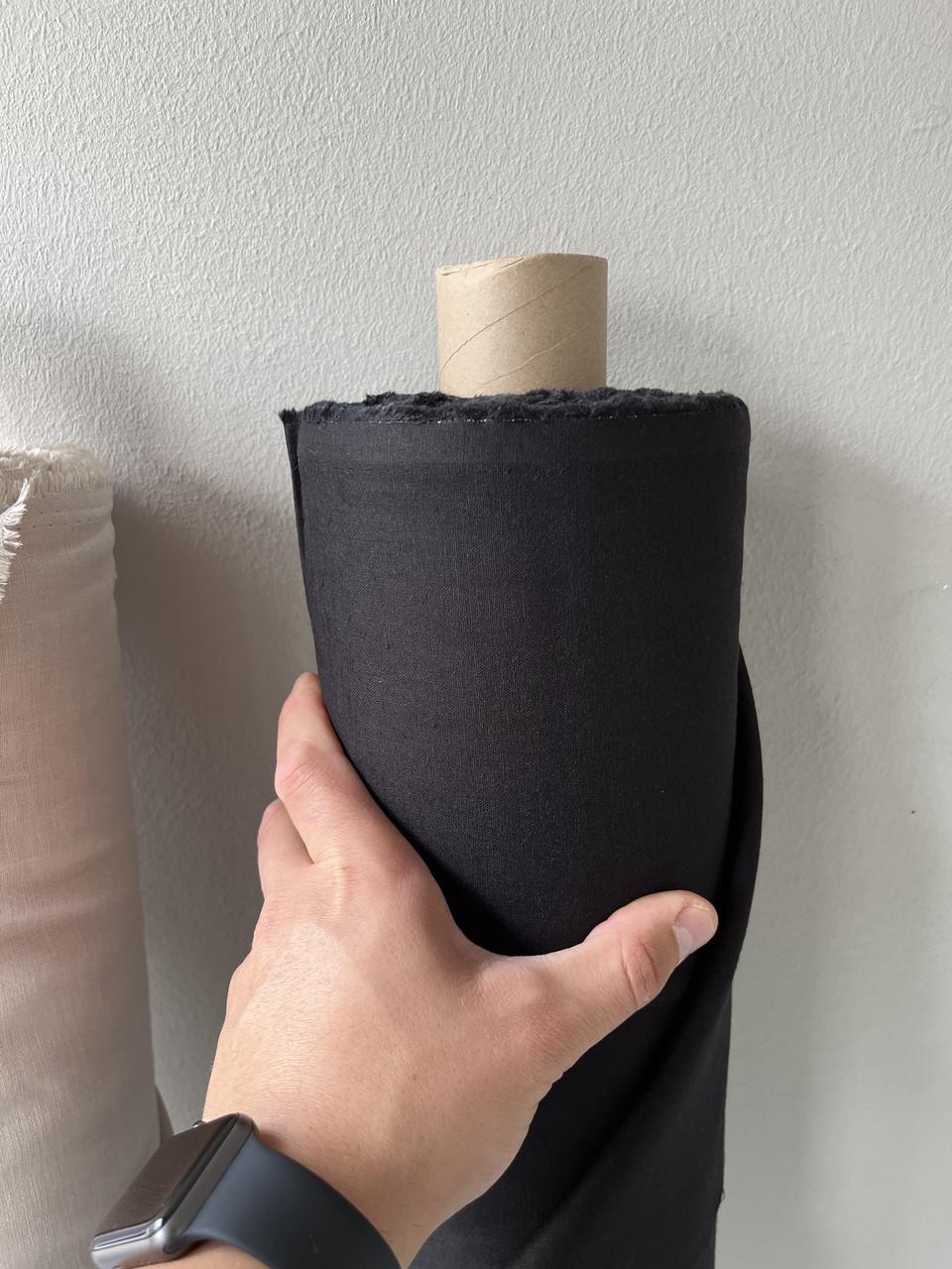 Ткань LINEN PLUS 56% лен 44% вискоза 143 см 147 Черный - фото 4