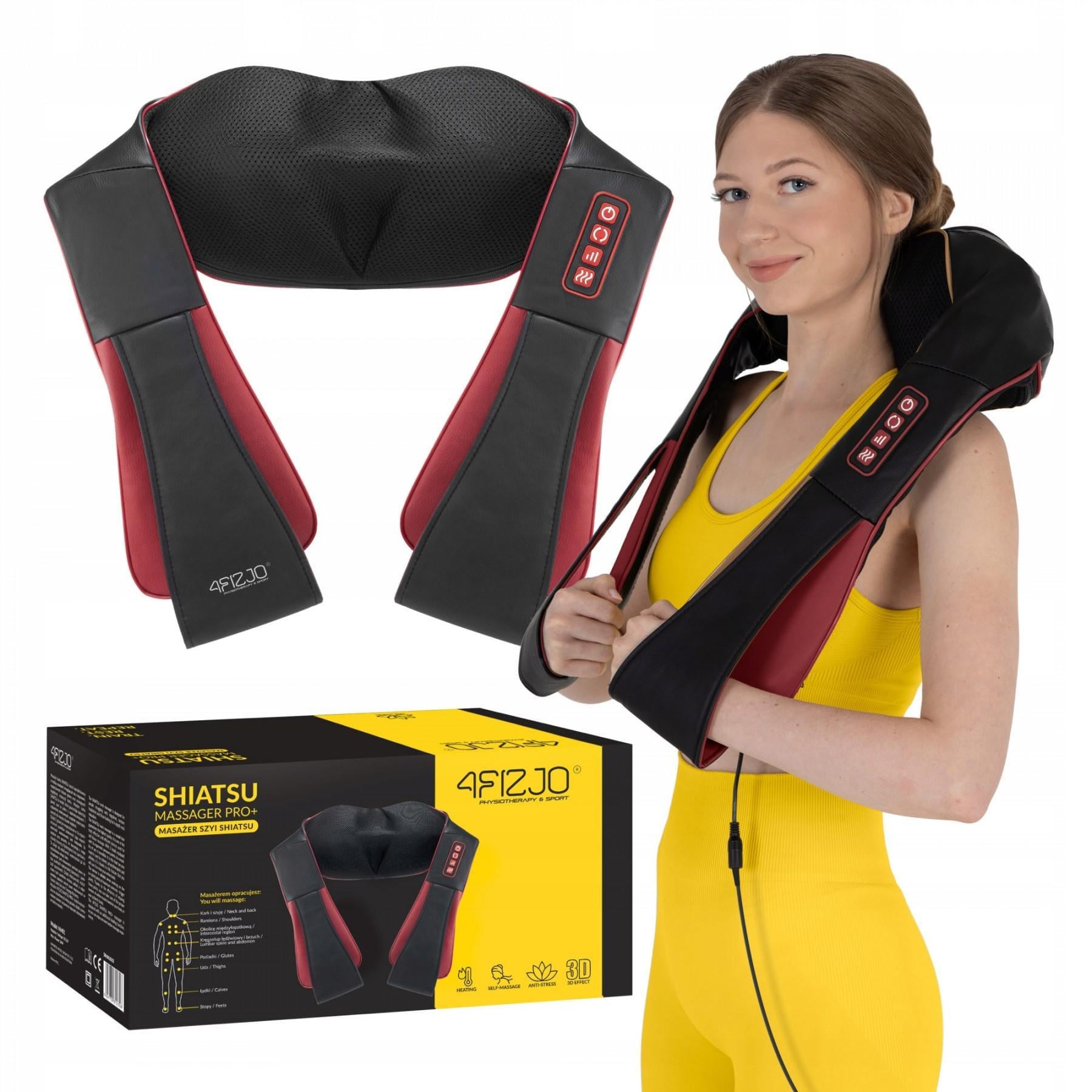 Массажер 4fizjo Shiatsu Pro+ для шеи и спины Black/Red (4FJ0565)
