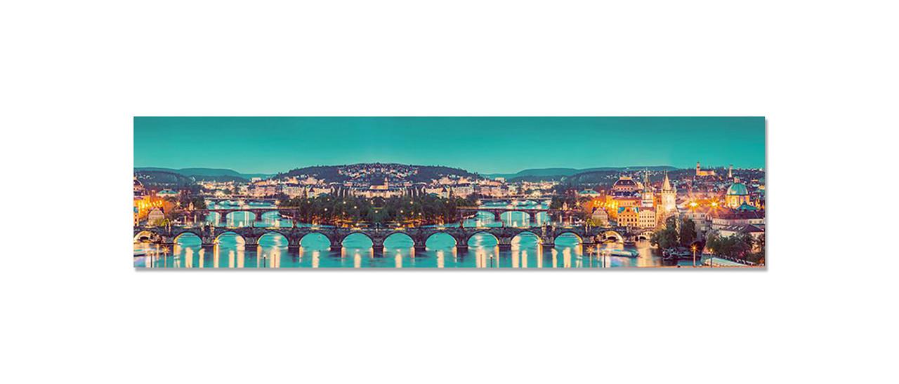 Кухонный фартук Арочный мост из самоклеющейся виниловой пленки 60х250 см Голубой