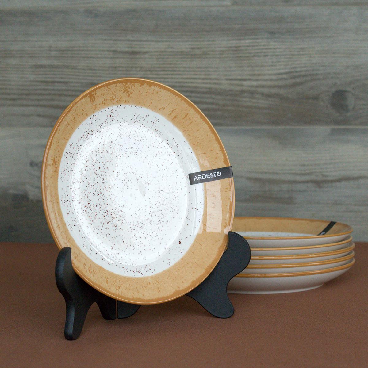 Набор тарелок Ardesto Siena SBG 20 пр. Бело-желтый - фото 5