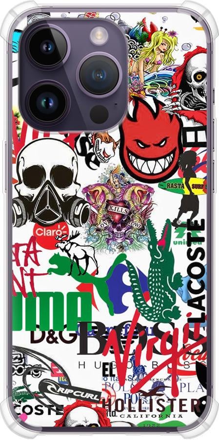 Чехол на iPhone 14 Pro Many different logos (4022sp-2646-42517)