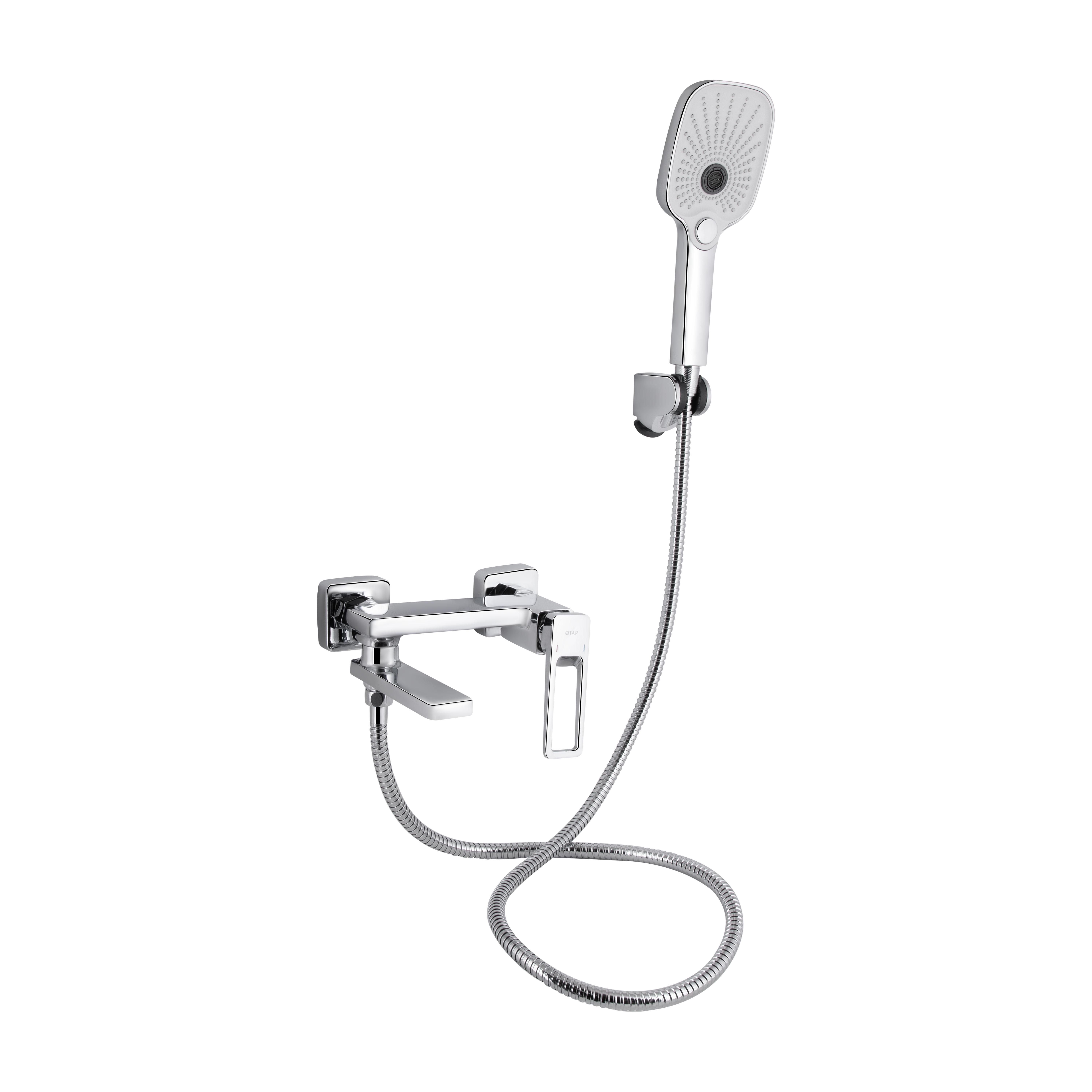 Смеситель для ванны Qtap Gemini Loop с поворотным изливом c душевым гарнитуром QTGEM260CRM45701 Chrome