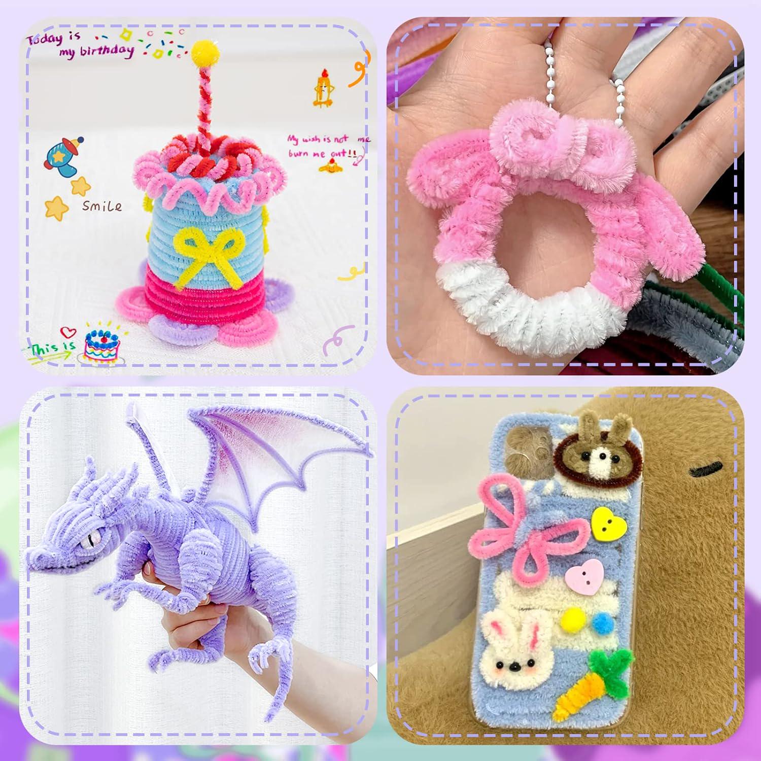 Набір синельного дроту LET’S RESIN 70 пухнастих кольорових паличок для творчості 7 кольорів 30 см - фото 3