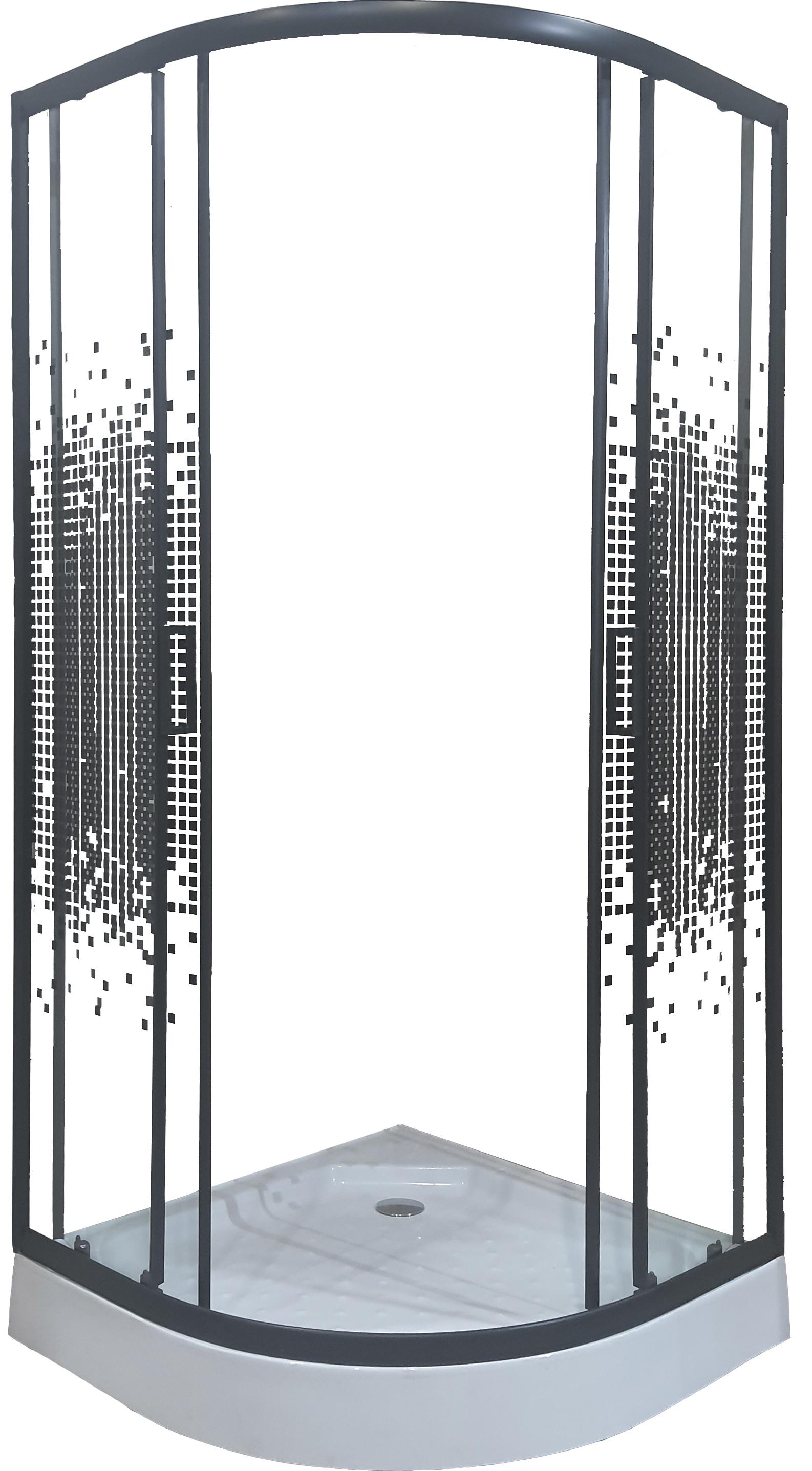 Душевая кабина Sunway BS-3 на низком поддоне прозрачное закаленное стекло 5 мм с рисунком пиксель 90x90 см (12513084) - фото 2