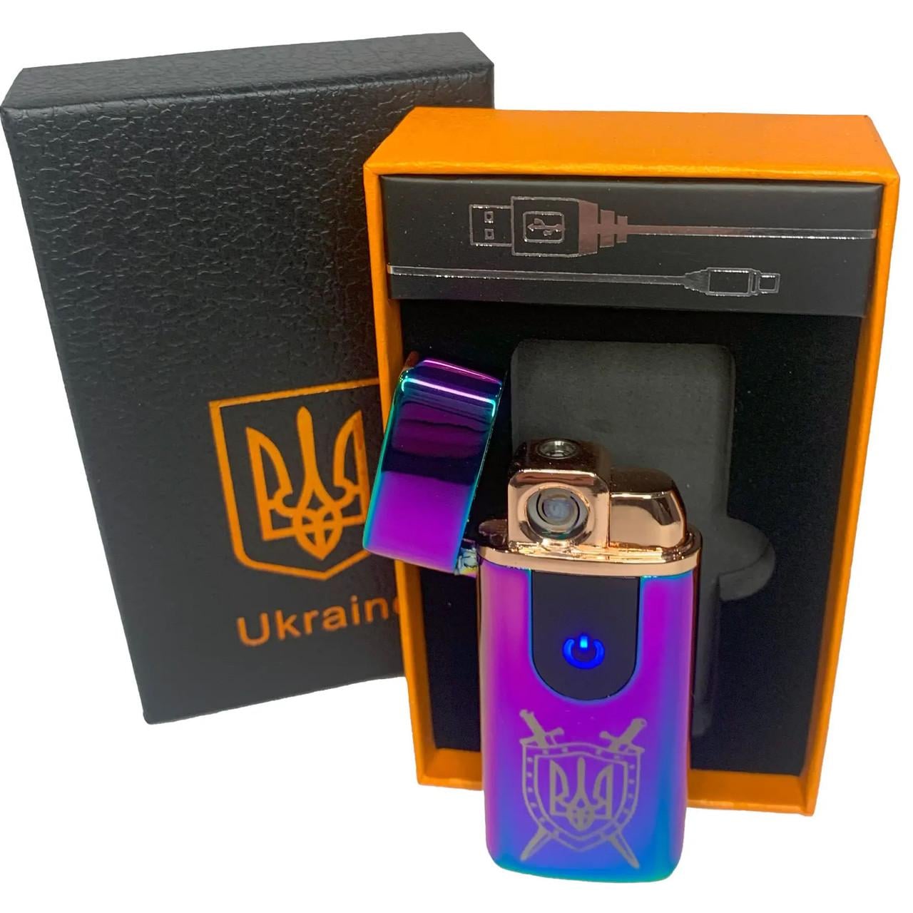 Зажигалка электрическая/газовая Украина HL-432 с USB-зарядкой Хамелеон