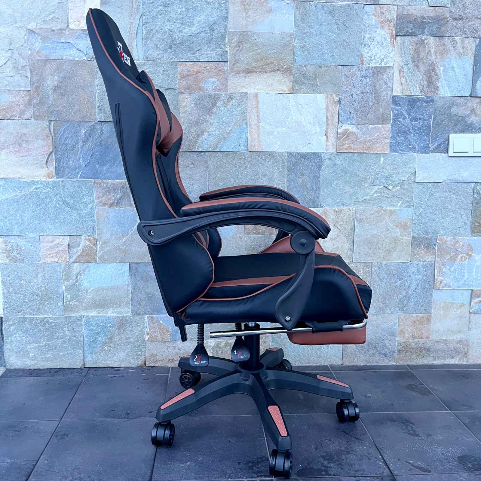 Кресло компьютерное геймерское SEWEN 730 Черный/Коричневый (9869736) - фото 5 Кресло компьютерное геймерское SEWEN 730 Черный/Коричневый (9869736) - фото 5