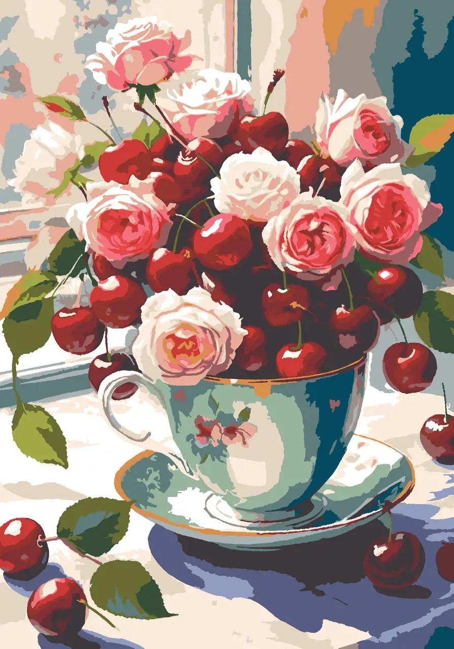 Картина по номерам Riviera Blanka "Вишневый букет" 28x40 см (RB-1121) Картина по номерам Riviera Blanka "Вишневый букет" 28x40 см (RB-1121)