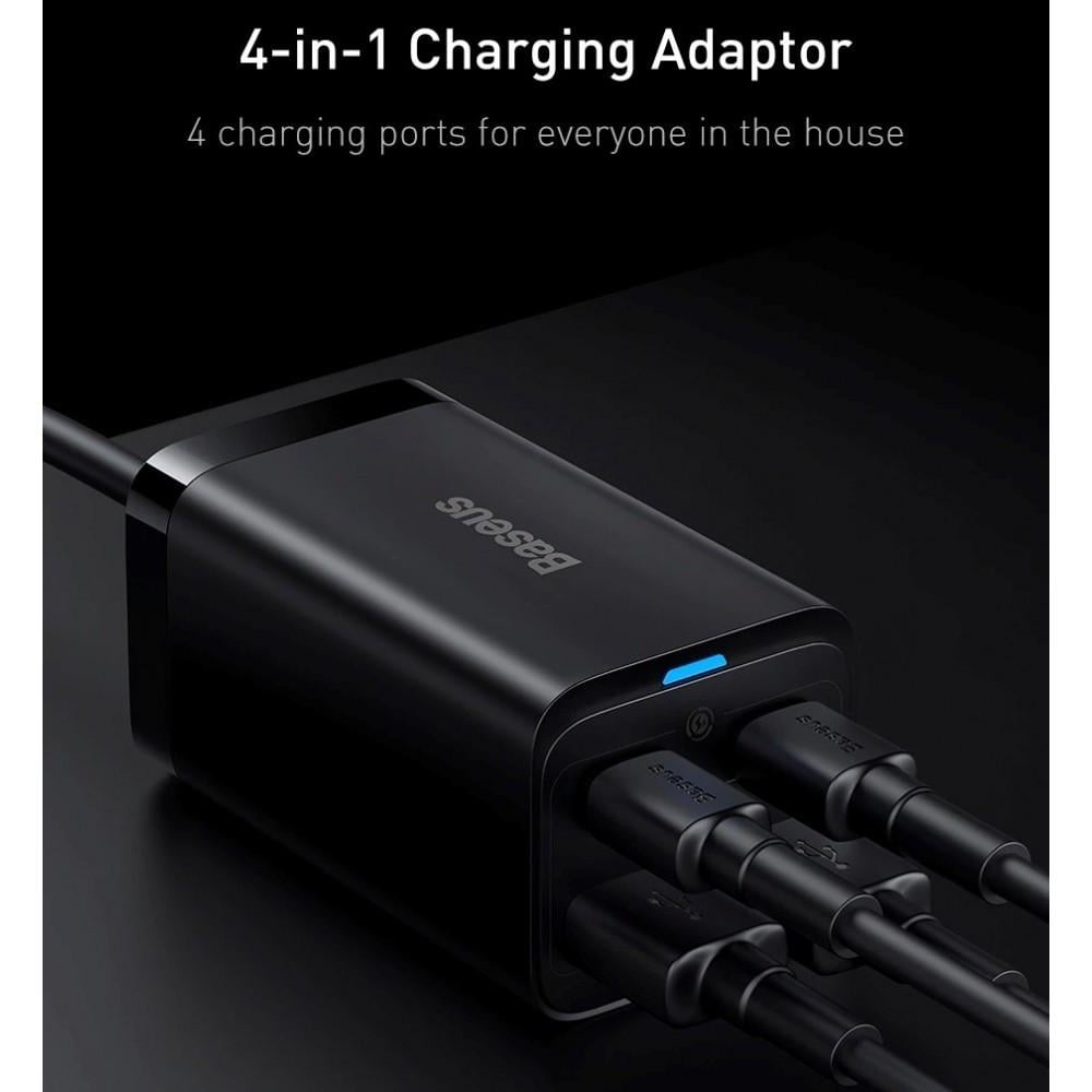 Зарядний пристрій мережевий BASEUS GaN3 Pro Desktop Fast Charger 2 Type-C/2 USB 65W Black (25397400) - фото 2 Зарядний пристрій мережевий BASEUS GaN3 Pro Desktop Fast Charger 2 Type-C/2 USB 65W Black (25397400) - фото 2