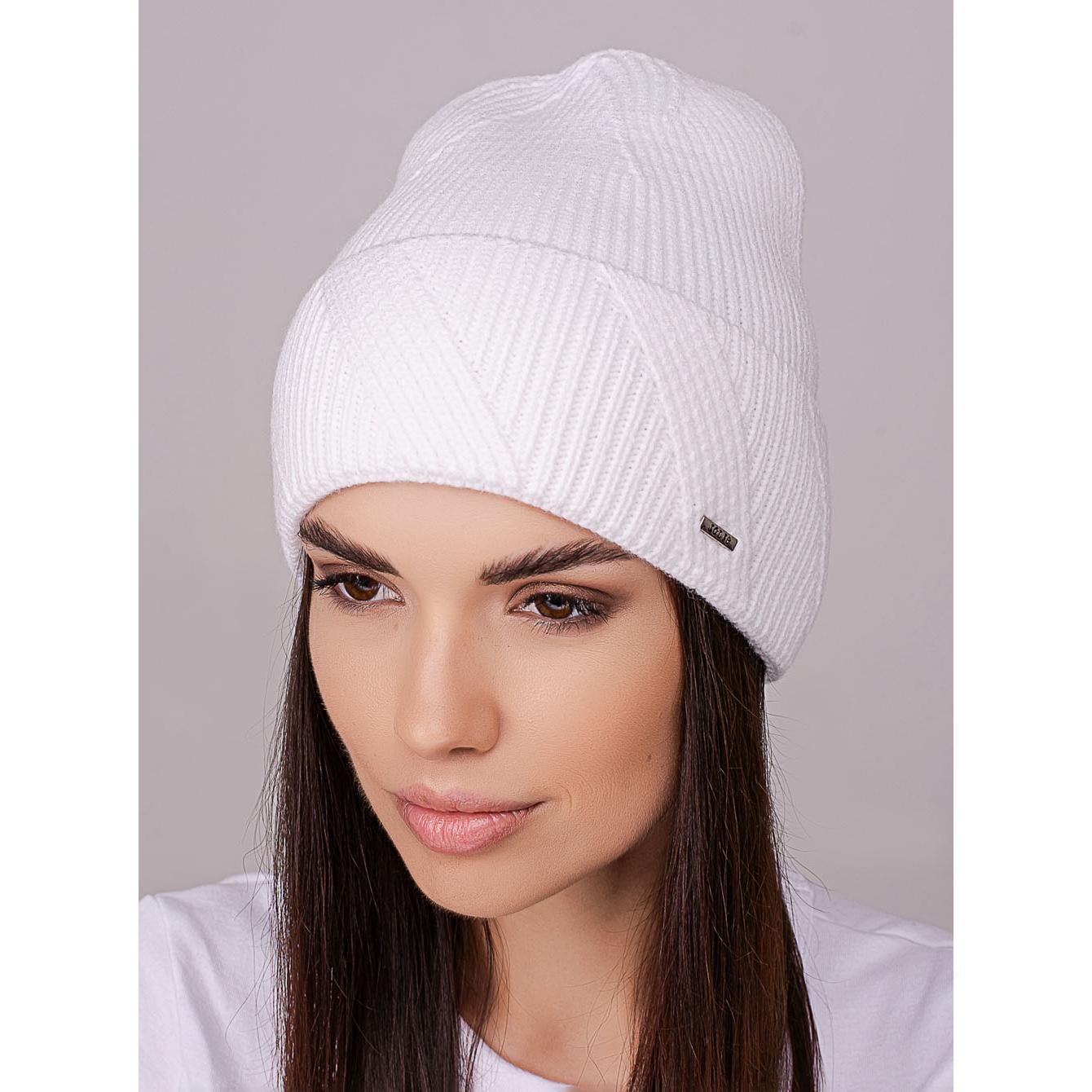 Шапка колпак женская без подкладки с узором Leks ИДИЛИЯ One size Белый (258369)