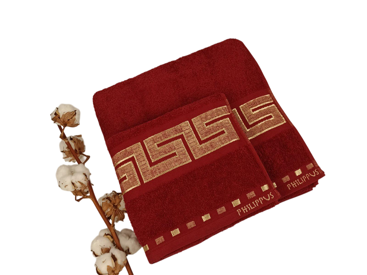 Набор полотенец Philippus Krinkil Greek Cross Cotton 2 шт. Бордовый (Е261)