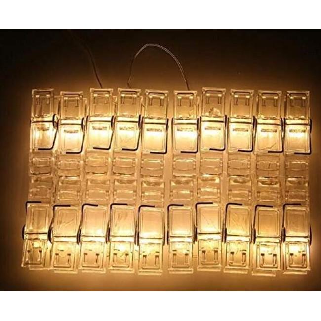 Гирлянда-прищепки 50 лампочек от батареек (401453)