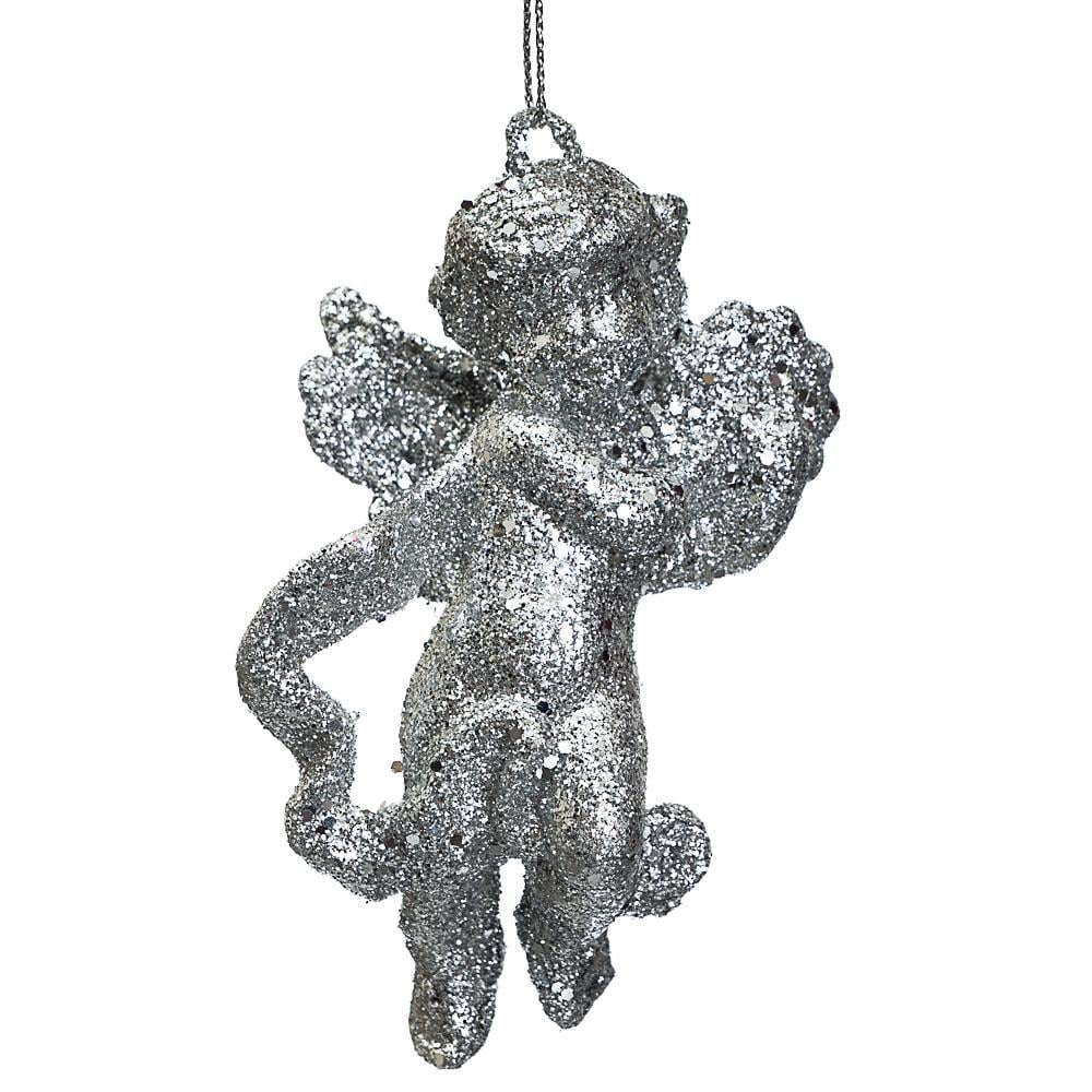 Елочная игрушка Ангел блестящий Серебряный (018NZ) Елочная игрушка Ангел блестящий Серебряный (018NZ)
