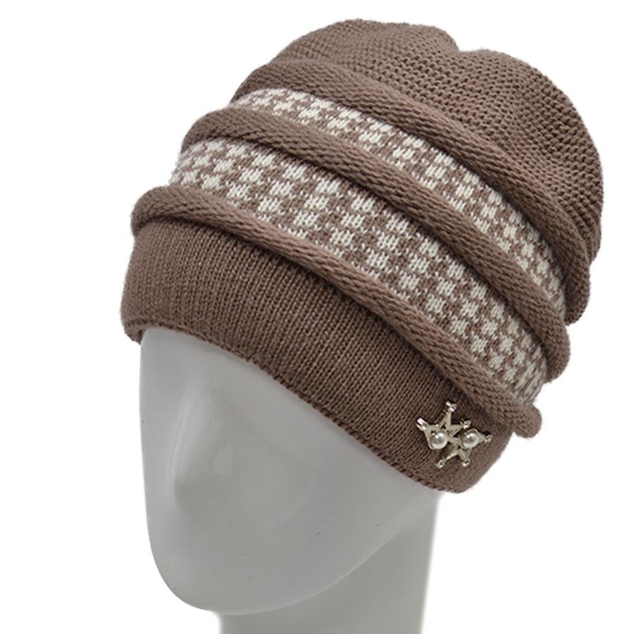 Шапка жіноча Lirus Сильва зимова подвійна тепла OneSize Темно-пудровий (74361)