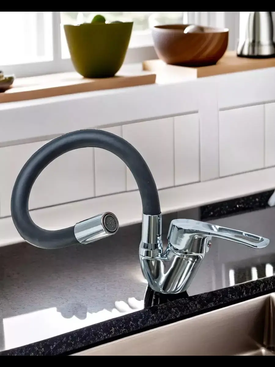 Змішувач із гнучким краном Water Tap 48 см Чорний (27735480) - фото 4