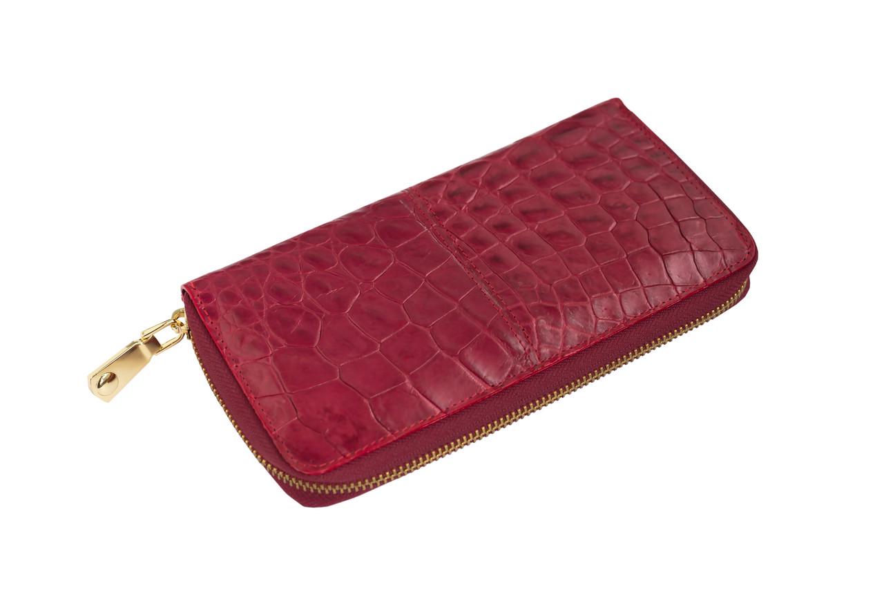 Гаманець Ekzotic leather з натуральної шкіри крокодила Бордовий (cw 82_4)