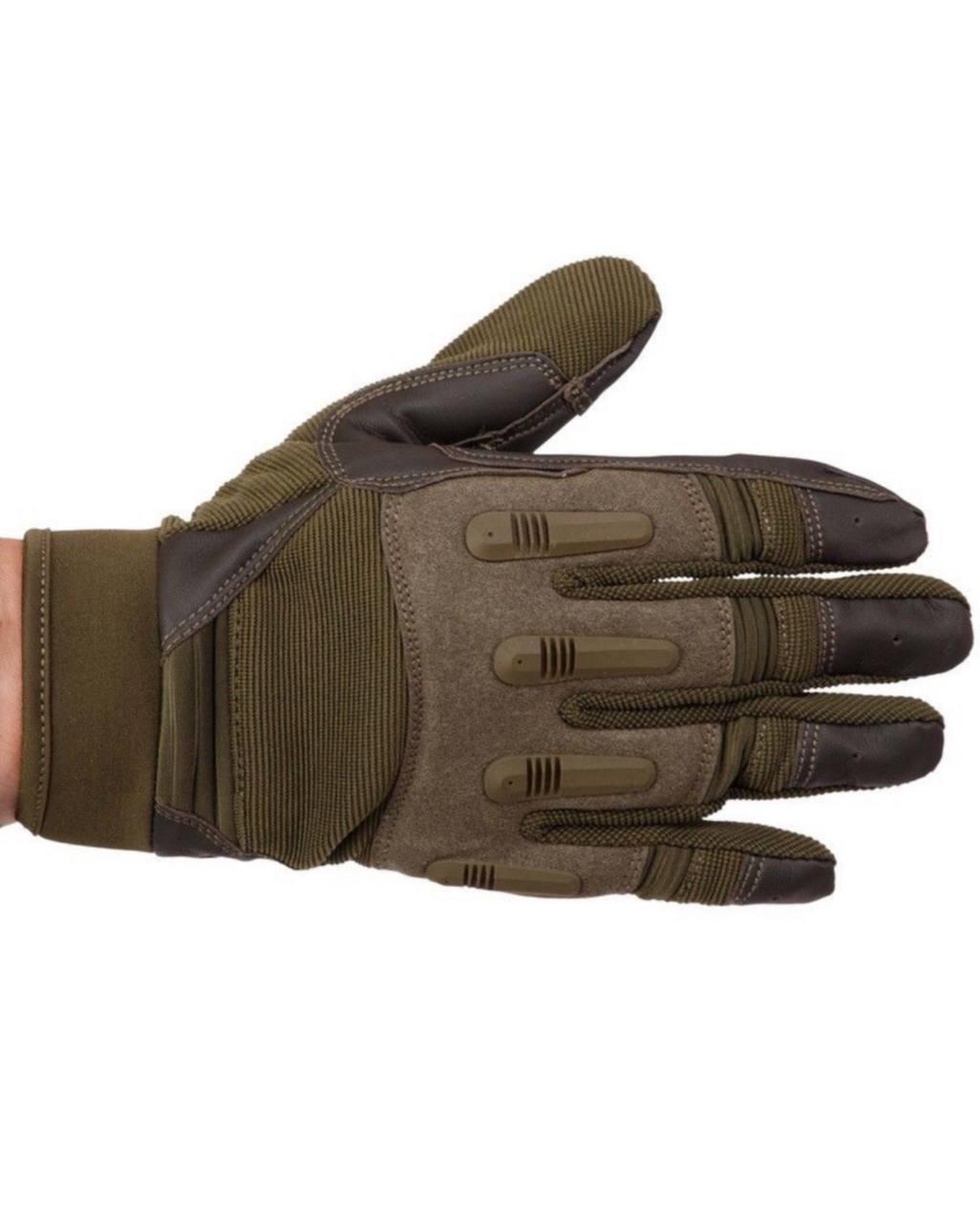 Рукавиці чоловічі повнопалі з пластиковими накладками XL Олива - фото 4 Рукавиці чоловічі повнопалі з пластиковими накладками XL Олива - фото 4