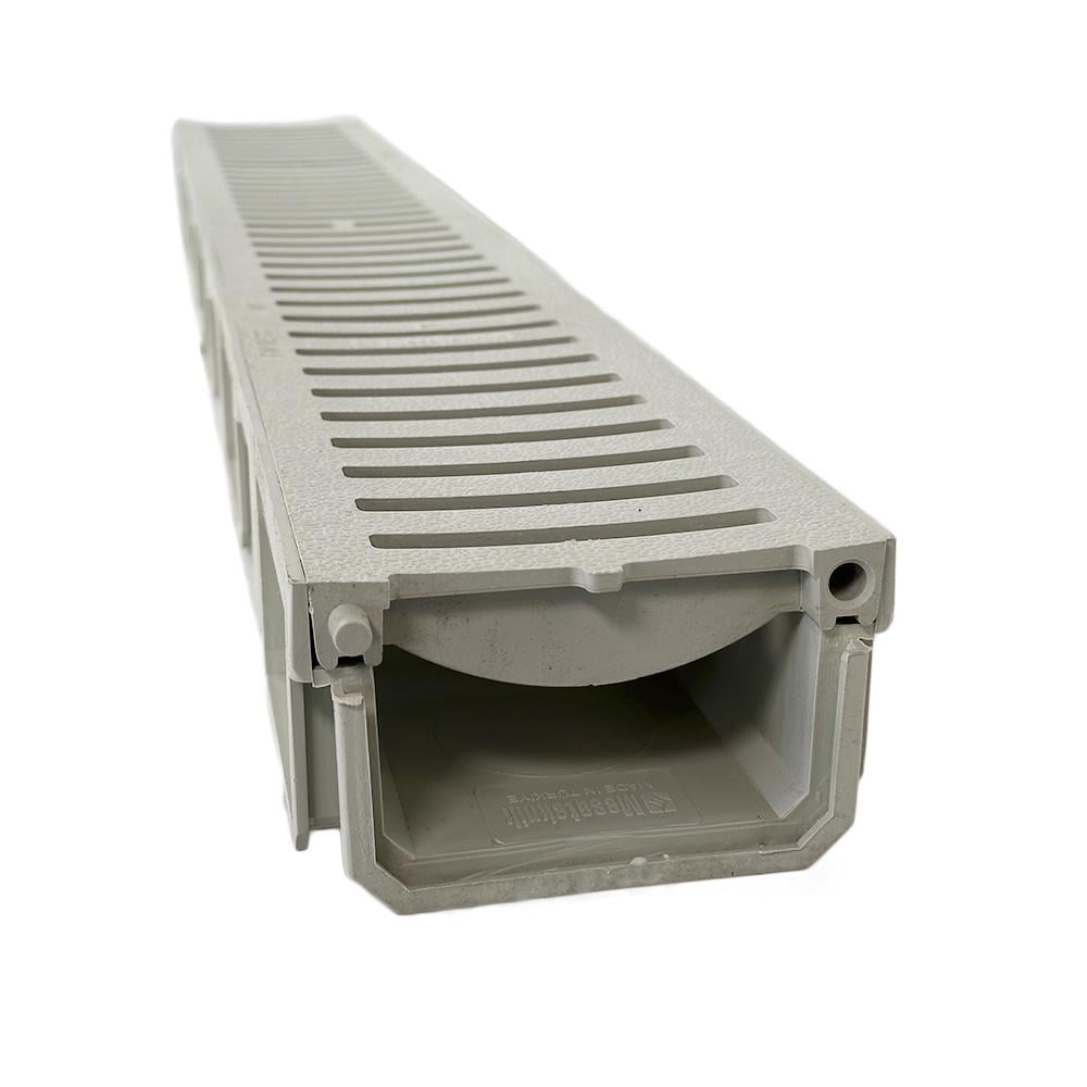 Лоток водоотводящий с решеткой пластиковый A15 75х130х1000 мм Серый