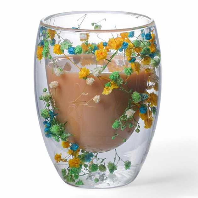 Стакан с двойными стенками Сухоцветы стеклянные 450 мл (25181160)