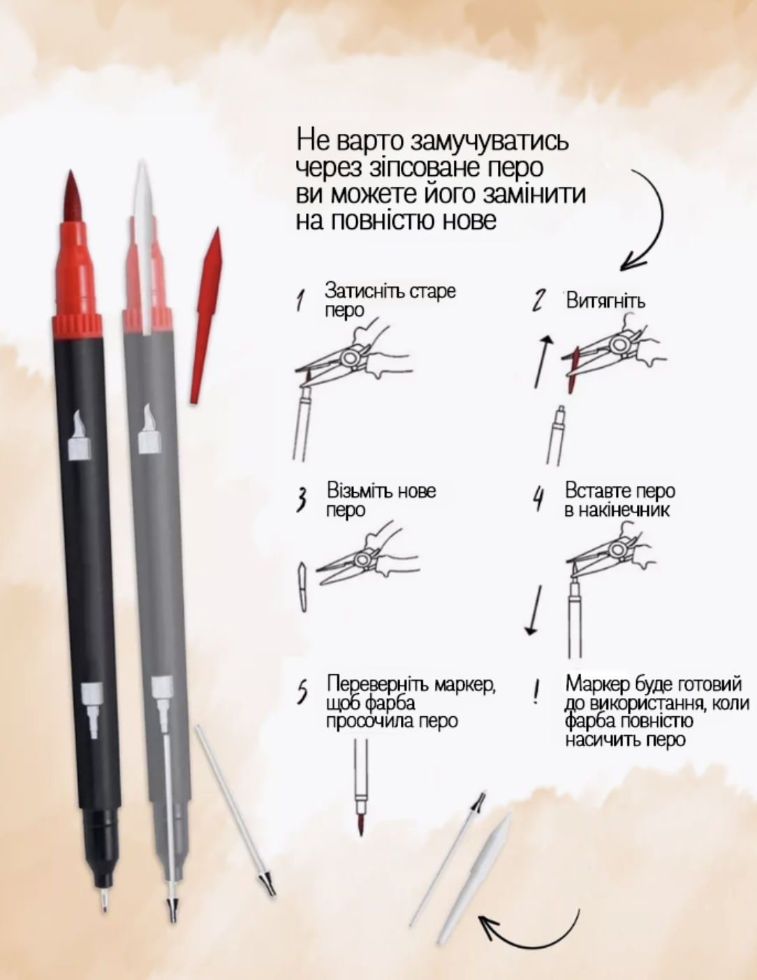 Детский набор акварельных маркеров для рисования 60 шт. двухсторонние в сумке на водной основе (Е500148) - фото 5