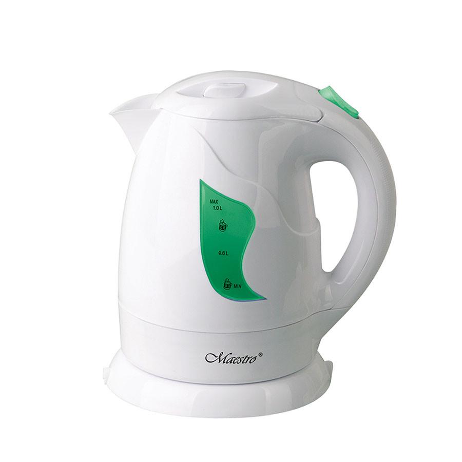 Електрочайник із зеленою вставкою 1 л Білий