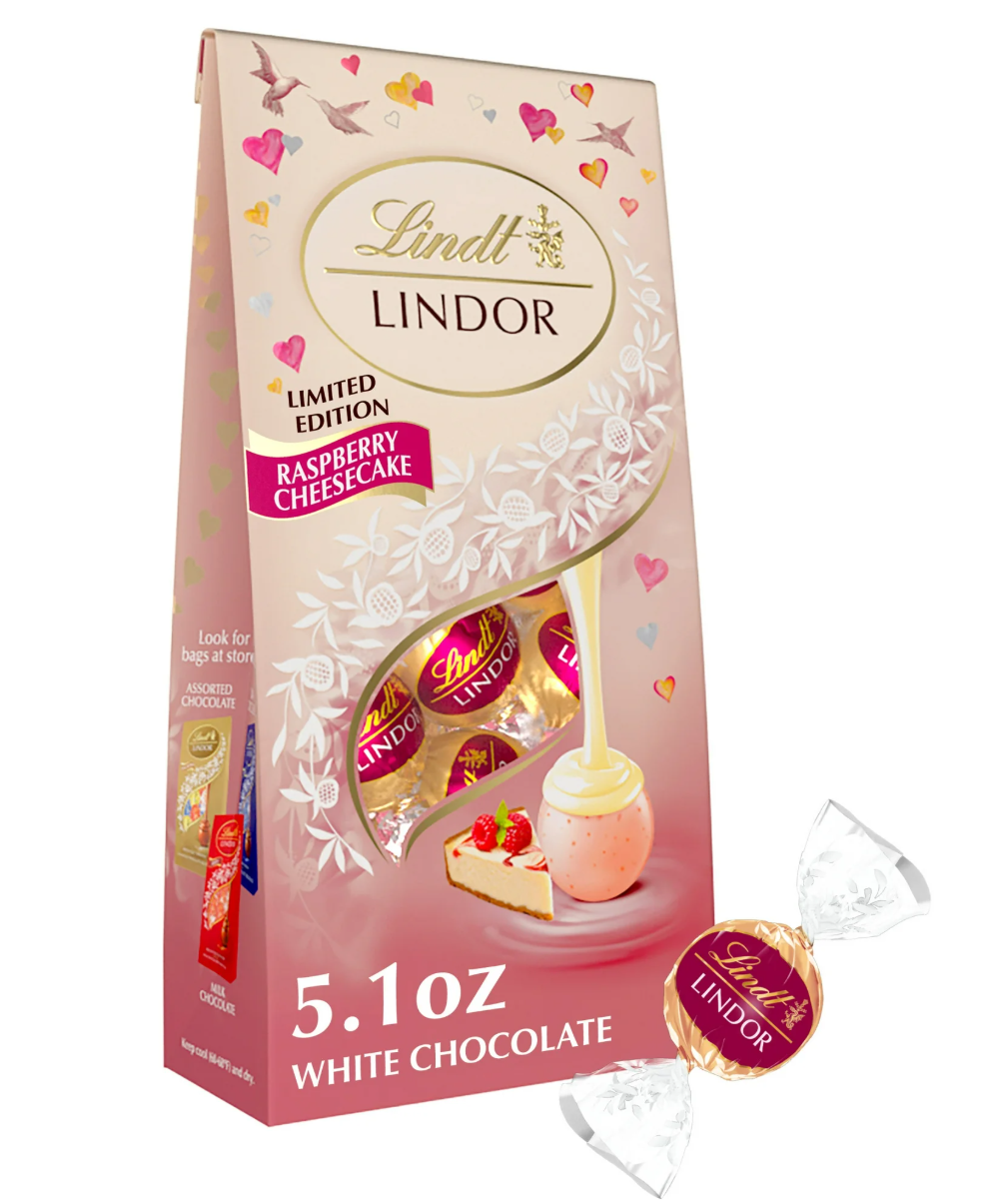 Конфеты шоколадные Lindt Lindor Raspberry Cheesecake White Chocolate Candy Truffles 145 г (2506303851)