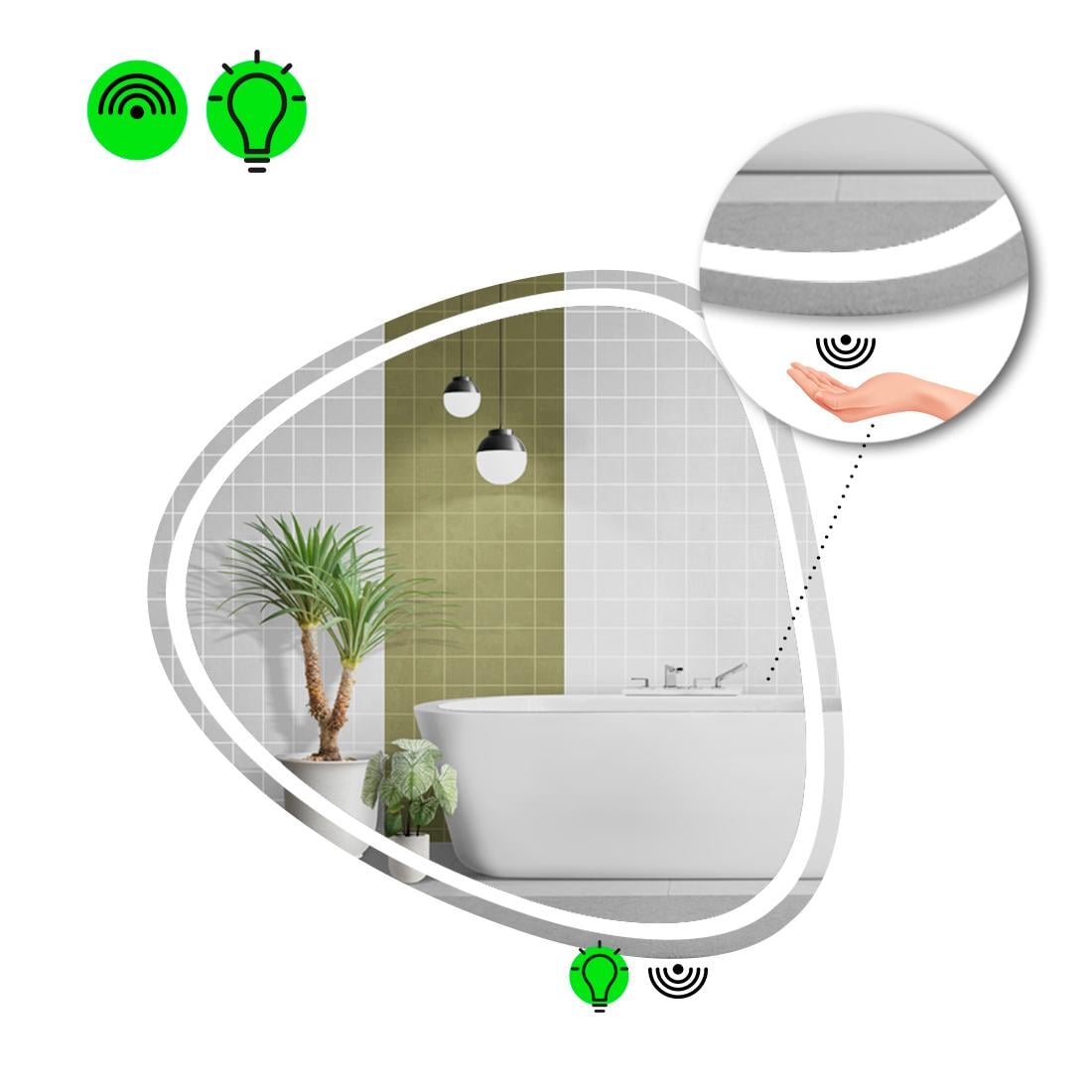 Зеркало с LED подсветкой Nuvola 1 с ИК включателем 60x60 см (8737046)