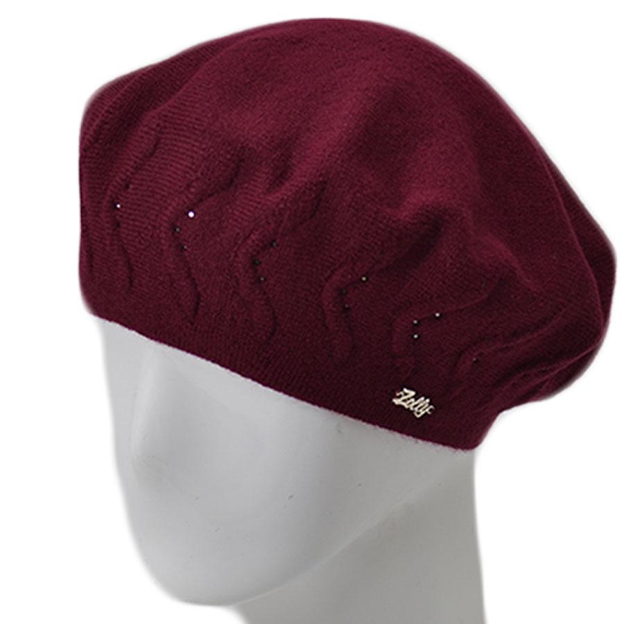 Берет женский Zolly ZH187 двойной тонкой вязки с стразами Бордовый