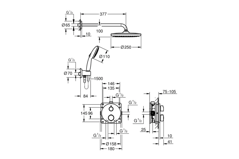 Душова система Grohe QuickFix Precision з Vitalio Start 250 348832430 (22871487) - фото 4