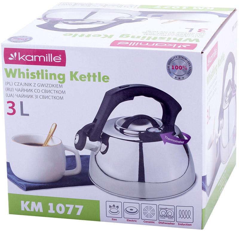 Чайник Kamille Whistling Kettle Thermo из нержавеющей стали со свистком и термометром 3 л (KM-1077) - фото 6