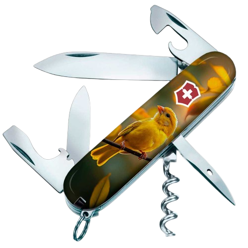 Нож складной многофункциональный Victorinox SPARTAN UKRAINE Золотая птичка 13 функций 91x27x15 мм (Vx13603.7_T3170pw)