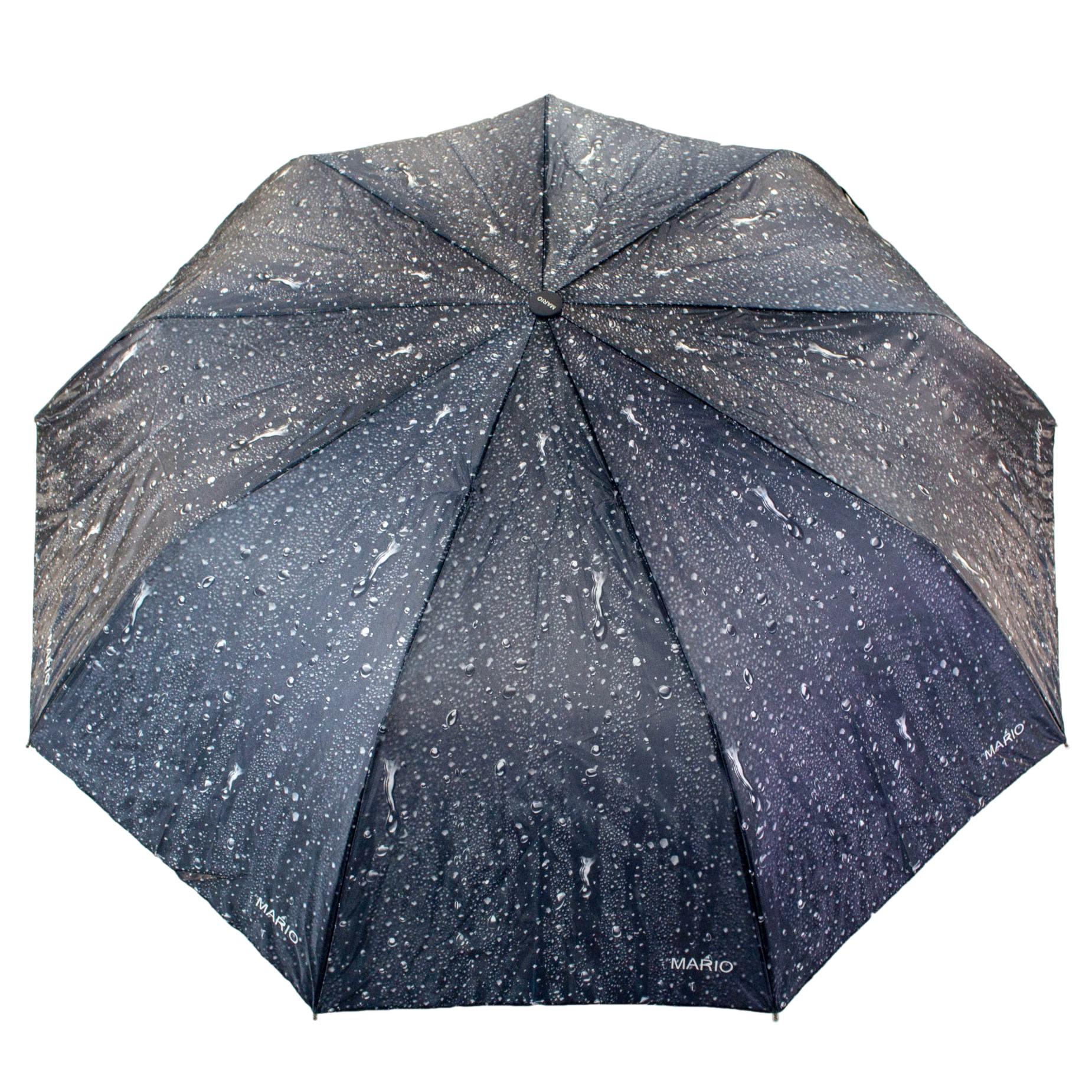 Зонт Mario полуавтомат 9 спиц складной капли дождя Черный (58099)
