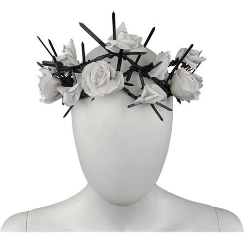 Венок Терновый с крупными розами SETA Decor 21-610BLK-WT